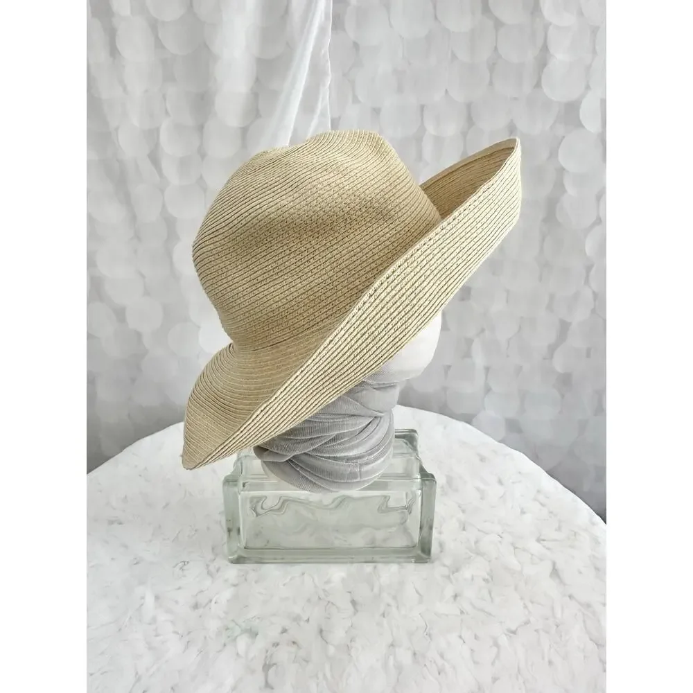 COLUMBIA Womens Woven Sun Hat Tan Wide Brim Sun Goddess Style Outdoor One Size